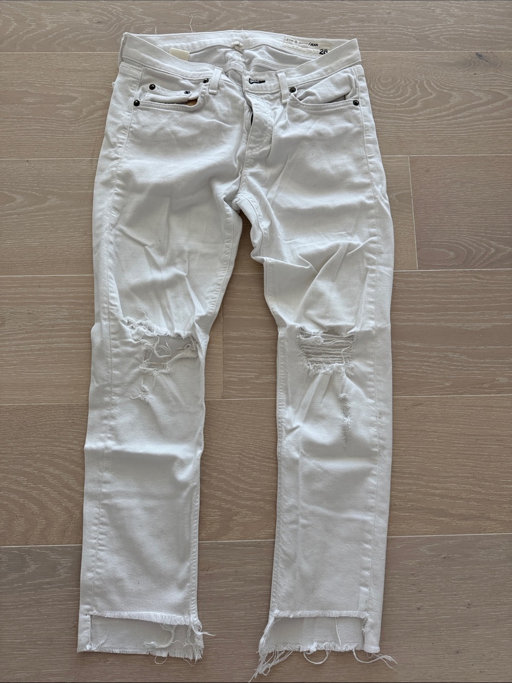 rag & bone White Skinny Ripped Jeans